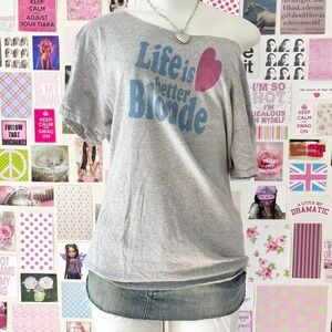 life is better blonde off shoulder graphic tee